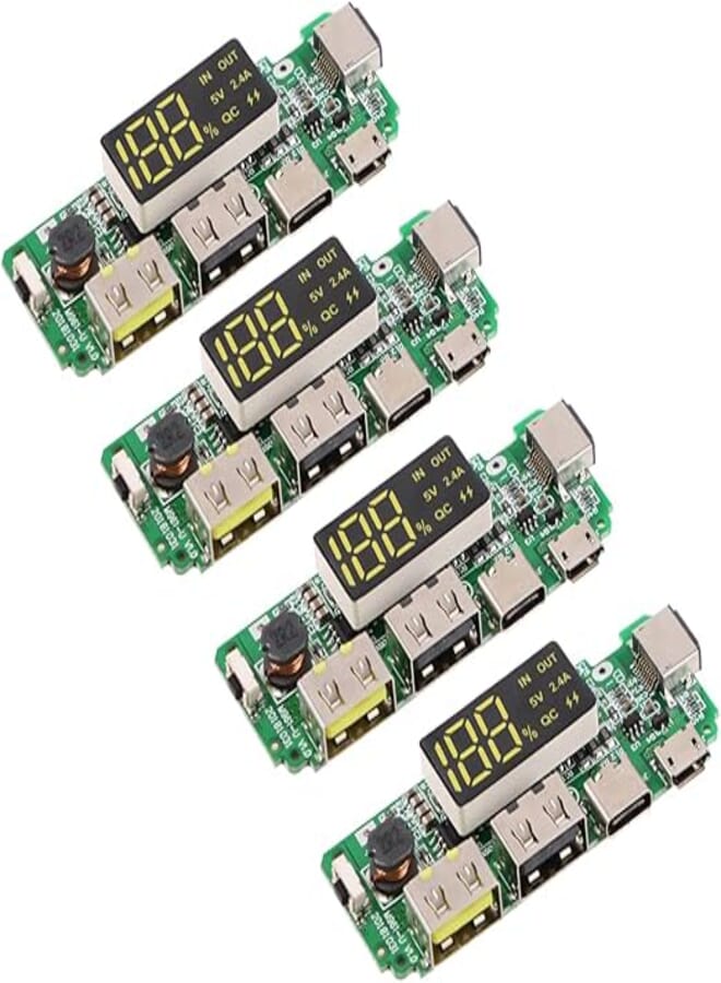 MakerFocus 4pcs 186 50 Charging Board Dual USB 5V 2.4A Mobile Power Bank Module 186 50 Lithium Battery Charger Board with Overcharge Overdischarge Short Circuit Protection DIY USB Power Bank Board